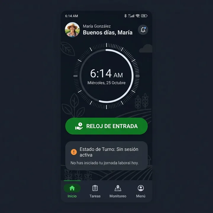 Reloj de entrada — El día empieza con un toque